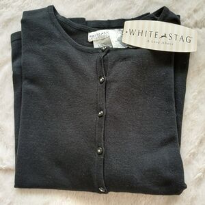 NWT White Stag Black Cardigan, Size L, Sparkling buttons